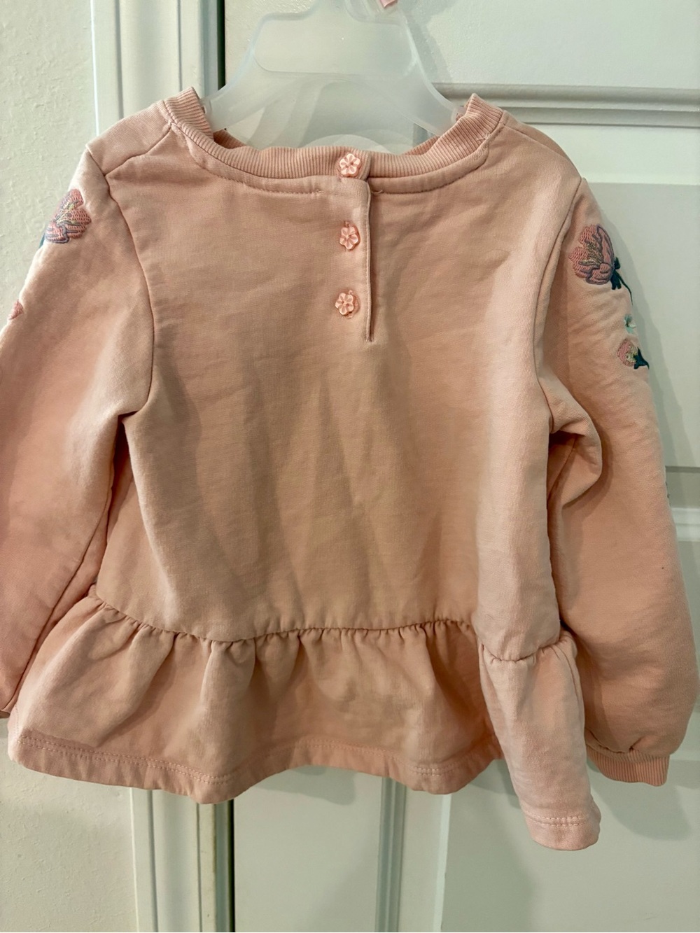 Haute Hippie Girls' Light Pink Embroidered Peplum Sweatshirt - Picture 2 of 4